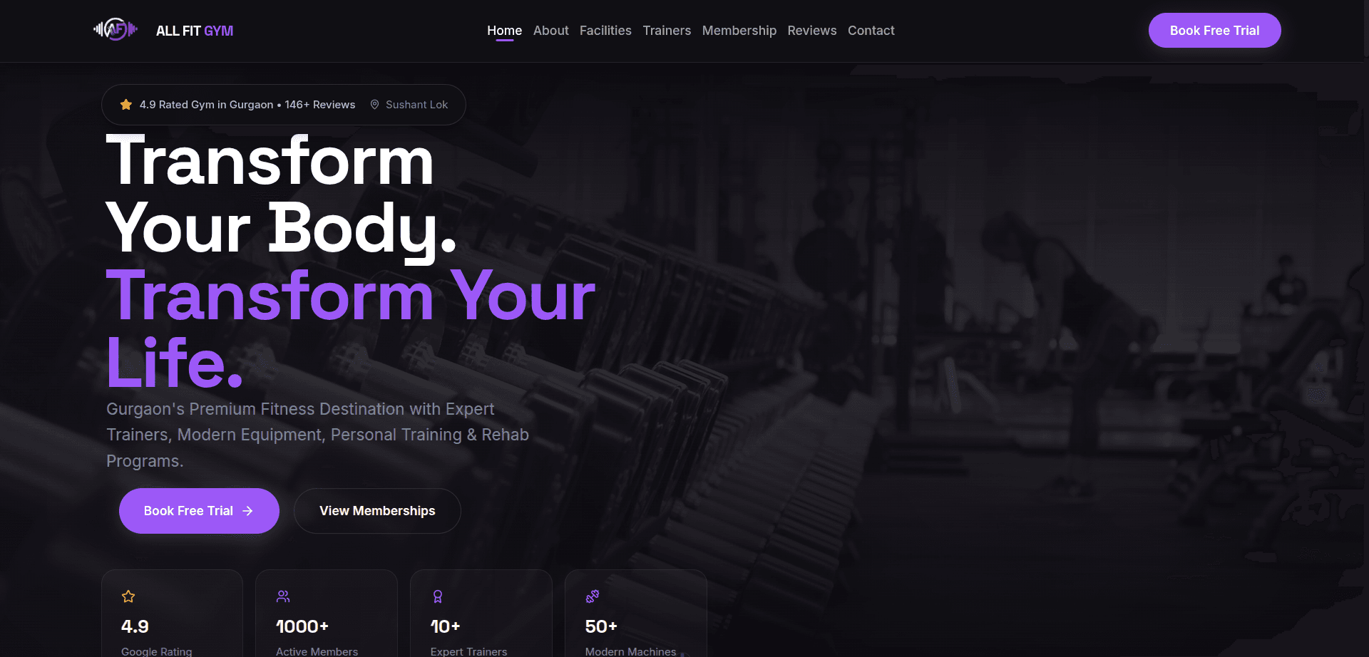 All Fit Gym website preview